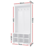 Thumbnail for Artiss Shoe Cabinet Storage Rack Shoe Bench Hall Tree Coat Rack White 180CM