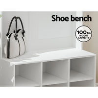 Thumbnail for Artiss Shoe Cabinet Storage Rack Shoe Bench Hall Tree Coat Rack White 180CM