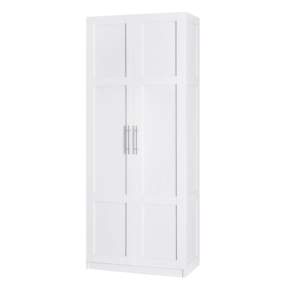 Artiss 2 Door Wardrobe Bedroom Cupboard Closet Storage Cabinet Organiser White