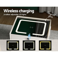 Thumbnail for Artiss Smart Bedside Table 2 Drawers with Wireless Charging Ports LED White AIKA