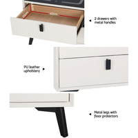 Thumbnail for Artiss Smart Bedside Table 2 Drawers with Wireless Charging Ports LED White AIKA