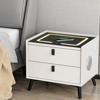 Thumbnail for Artiss Smart Bedside Table 2 Drawers with Wireless Charging Ports LED White AIKA