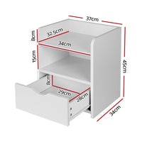 Thumbnail for Artiss Bedside Table Drawer - White