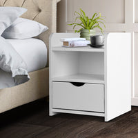 Thumbnail for Artiss Bedside Table Drawer - White