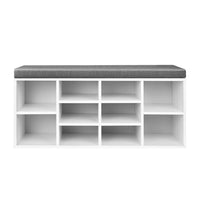 Thumbnail for Artiss Fabric Shoe Bench with Storage Cubes - White