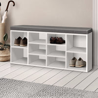 Thumbnail for Artiss Fabric Shoe Bench with Storage Cubes - White