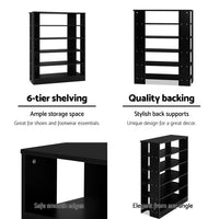 Thumbnail for Artiss Shoe Cabinet Shoes Organiser Storage Rack 30 Pairs Black Shelf Wooden