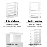 Thumbnail for Artiss 6-Tier Shoe Rack Cabinet - White