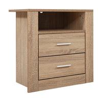 Thumbnail for Artiss Bedside Table 2 Drawers with Shelf - TARA Oak