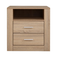 Thumbnail for Artiss Bedside Table 2 Drawers with Shelf - TARA Oak