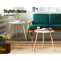 Thumbnail for Artiss Coffee Table Round Side End Tables Bedside Furniture Wooden Scandinavian