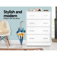 Thumbnail for Artiss 4 Chest of Drawers - ANDES White