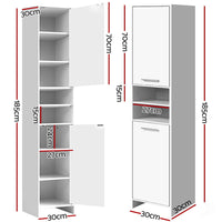 Thumbnail for Artiss 185cm Bathroom Tallboy Toilet Storage Cabinet Laundry Cupboard Adjustable Shelf White