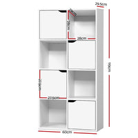 Thumbnail for Artiss Display Shelf 8 Cube Storage 4 Door Cabinet Organiser Bookshelf Unit White