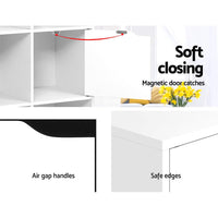 Thumbnail for Artiss Display Shelf 8 Cube Storage 4 Door Cabinet Organiser Bookshelf Unit White