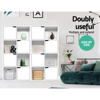 Thumbnail for Artiss Display Shelf 8 Cube Storage 4 Door Cabinet Organiser Bookshelf Unit White