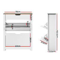 Thumbnail for Artiss Shoe Cabinet Rack Storage Organiser Cupboard Shelf Drawer 16 Pairs White