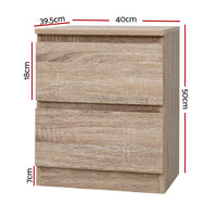 Thumbnail for Artiss Bedside Tables Drawers Side Table Bedroom Furniture Nightstand Wood Lamp