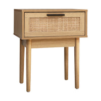 Thumbnail for Bedside Table-1-Drawer Storage Cabinet-Rattan Wood-Artiss