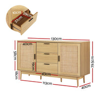 Thumbnail for Artiss Rattan Buffet Sideboard - BRIONY Oak