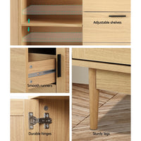 Thumbnail for Artiss Rattan Buffet Sideboard - BRIONY Oak