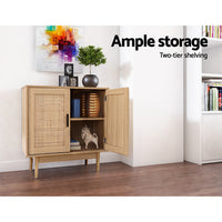 Thumbnail for Artiss Rattan Buffet Sideboard 2 Doors - BRIONY Oak