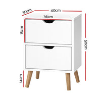 Thumbnail for Artiss Bedside Tables Drawers Side Table Nightstand White Storage Cabinet Wood