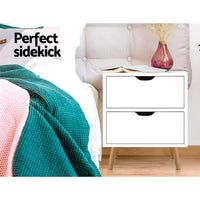 Thumbnail for Artiss Bedside Tables Drawers Side Table Nightstand White Storage Cabinet Wood