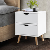 Thumbnail for Artiss Bedside Tables Drawers Side Table Nightstand White Storage Cabinet Wood