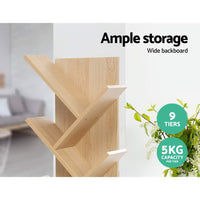 Thumbnail for Artiss Display Shelf 9-Shelf Tree Bookshelf Book Storage Rack Bookcase Natural