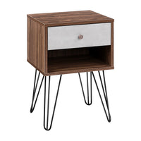 Thumbnail for Artiss Bedside Table with Drawer - Grey & Walnut