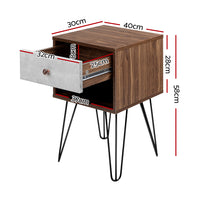 Thumbnail for Artiss Bedside Table with Drawer - Grey & Walnut