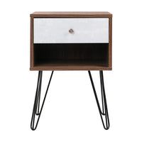 Thumbnail for Artiss Bedside Table with Drawer - Grey & Walnut