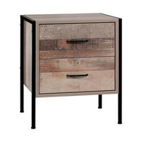 Thumbnail for Artiss Bedside Table Drawers Nightstand Metal Oak