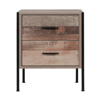 Thumbnail for Artiss Bedside Table Drawers Nightstand Metal Oak