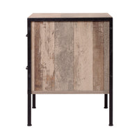 Thumbnail for Artiss Bedside Table Drawers Nightstand Metal Oak