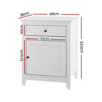 Thumbnail for Artiss Bedside Tables Big Storage Drawers Cabinet Nightstand Lamp Chest White