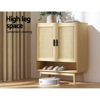 Thumbnail for Artiss Shoe Cabinet Rattan Shoes Storage Rack Organiser Wooden Cupboard Shelf