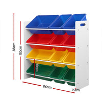 Thumbnail for Keezi 12 Plastic Bins Kids Toy Organiser Box Bookshelf Storage Children Rack