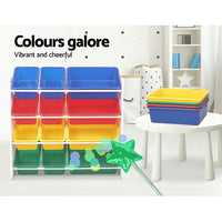 Thumbnail for Keezi 12 Plastic Bins Kids Toy Organiser Box Bookshelf Storage Children Rack