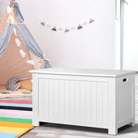 Thumbnail for Keezi Kids Wooden Toy Chest Storage Blanket Box White Children Room Organiser