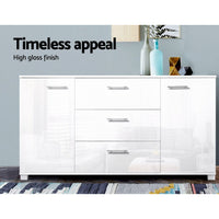 Thumbnail for Artiss High Gloss Sideboard Storage Cabinet Cupboard - White