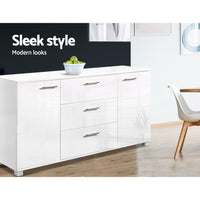 Thumbnail for Artiss High Gloss Sideboard Storage Cabinet Cupboard - White