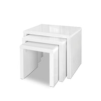 Thumbnail for Artiss Nesting Coffee Table Set of 3 Glossy White