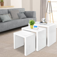 Thumbnail for Artiss Nesting Coffee Table Set of 3 Glossy White