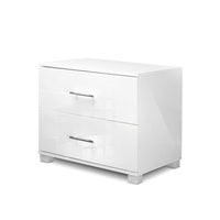 Thumbnail for Artiss Bedside Table 2 Drawers High Gloss - ZARA White