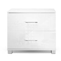 Thumbnail for Artiss Bedside Table 2 Drawers High Gloss - ZARA White