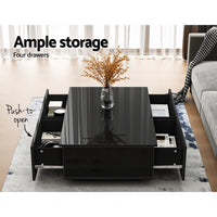 Thumbnail for Artiss Modern Coffee Table 4 Storage Drawers High Gloss Living Room Furniture Black