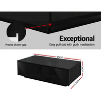 Thumbnail for Artiss Modern Coffee Table 4 Storage Drawers High Gloss Living Room Furniture Black