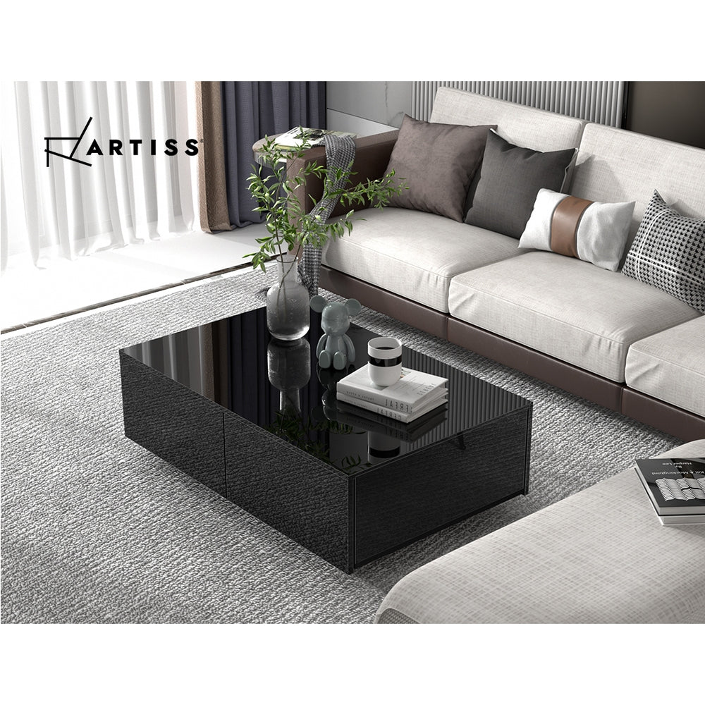 Artiss Modern Coffee Table 4 Storage Drawers High Gloss Living Room Furniture Black